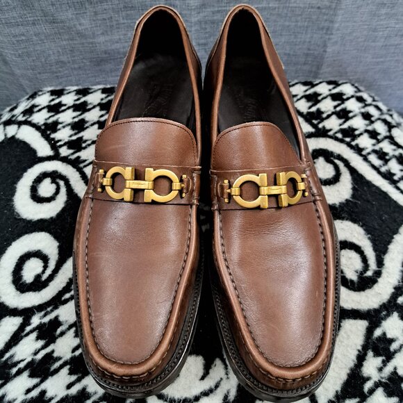 Salvatore Ferragamo Gancini Bit Loafers Men Size 13 Brown Italy main image 6